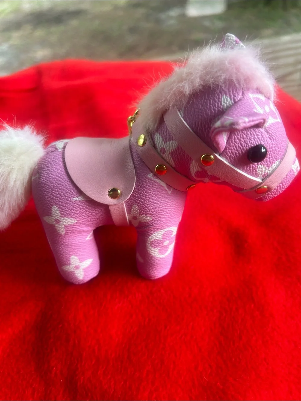 Designer-Style Pink Pony Bag Charm Keychain